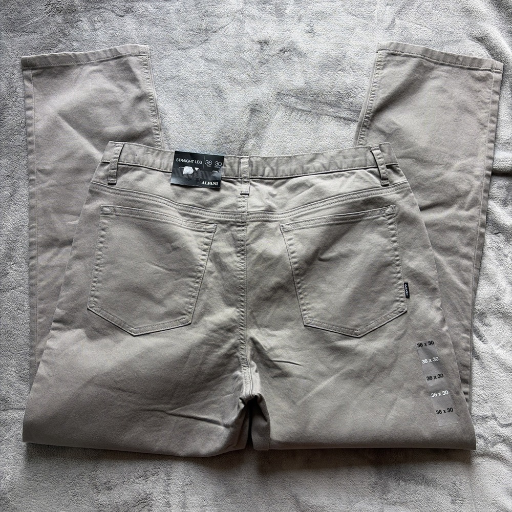 Lot of 2 ALFANI Men's Chino Pants Gray Beige 36x30 Straight Leg - NWT - Picture 6 of 6